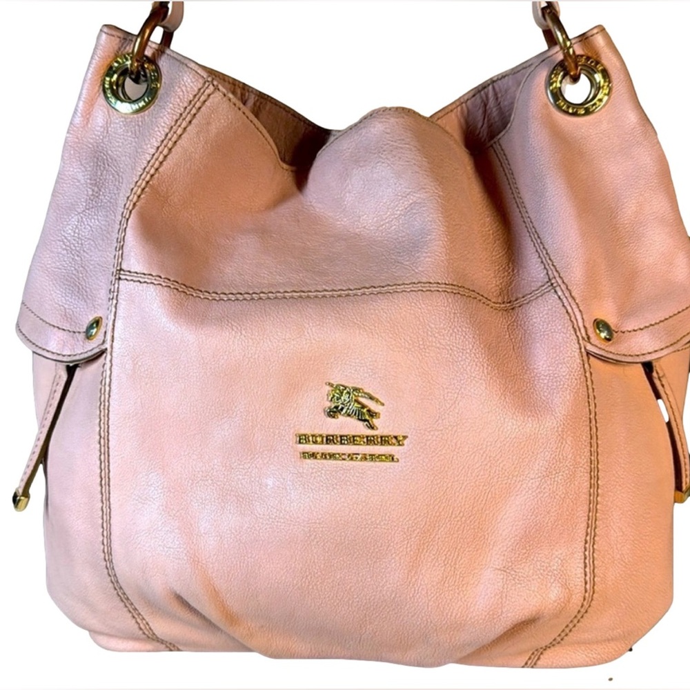 Burberry Blue Label Pink Leather Hobo Shoulder Bag with COA